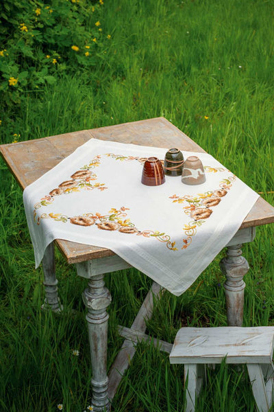 Vervaco Embroidery Kit - Hedgehogs and Autumn Leaves Tablecloth