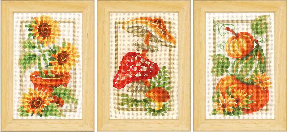 Autumn Set of 3 Cross Stitch Designs - Vervaco