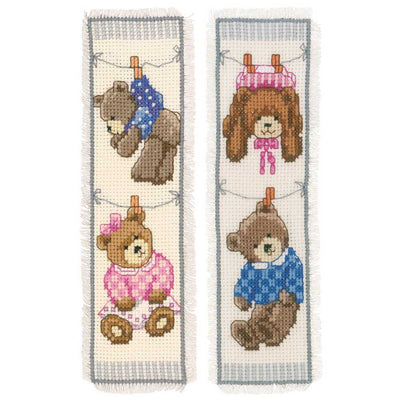 Vervaco Cross Stitch Kit - Pack 2 Birth Bears Bookmarks