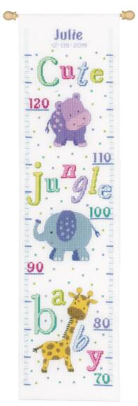 Baby Animals Height Chart Cross Stitch Kit Vervaco