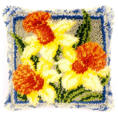 Cushion: Daffodils Latch Hook Kit Vervaco