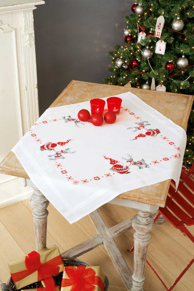 Tablecloth: Christmas Elves Embroidery Kit Vervaco