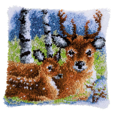 Vervaco Latch Hook Cushion Kit - Deer in the Snow