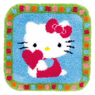 Rug: Hello Kitty: with a Heart Latch Hook Kit Vervaco