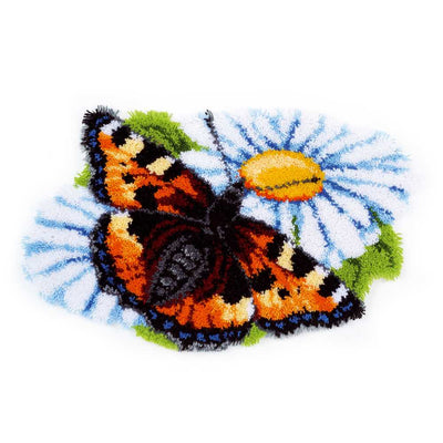 Shaped Rug: Butterfly on Daisy Latch Hook Kit Vervaco