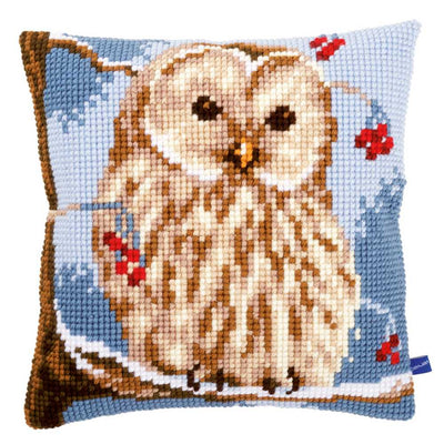 Winter Owl Cushion Front Cross Stitch Kit Vervaco