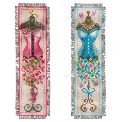 Vervaco Cross Stitch Set 2 Bookmarks Kit - Vintage Mannequins