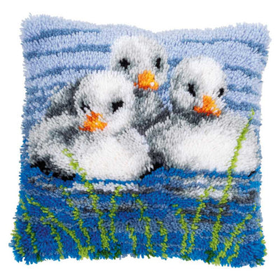 Vervaco Latch Hook Cushion Kit - Ducklings in the Water