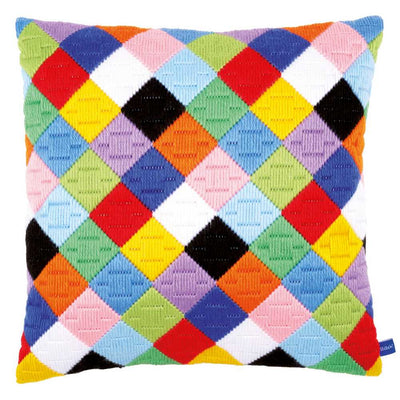 Colourful Diamonds Long Stitch Cushion Kit Vervaco