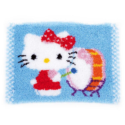 Rug: Hello Kitty: Drumming Latch Hook Kit Vervaco