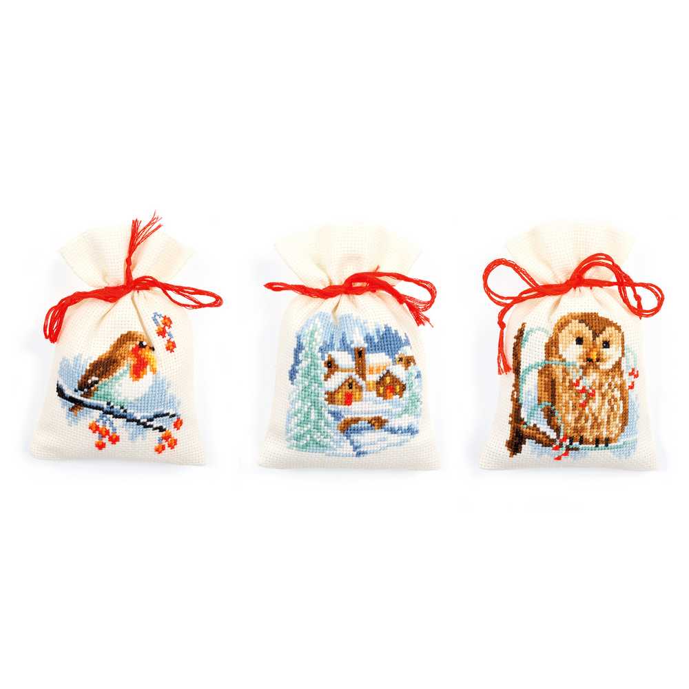Winter (Set of 3) Pot-Pourri Bags Cross Stitch Kit Vervaco