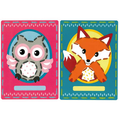 Cards: Owl and Fox: Set of 2 Embroidery Kit Vervaco