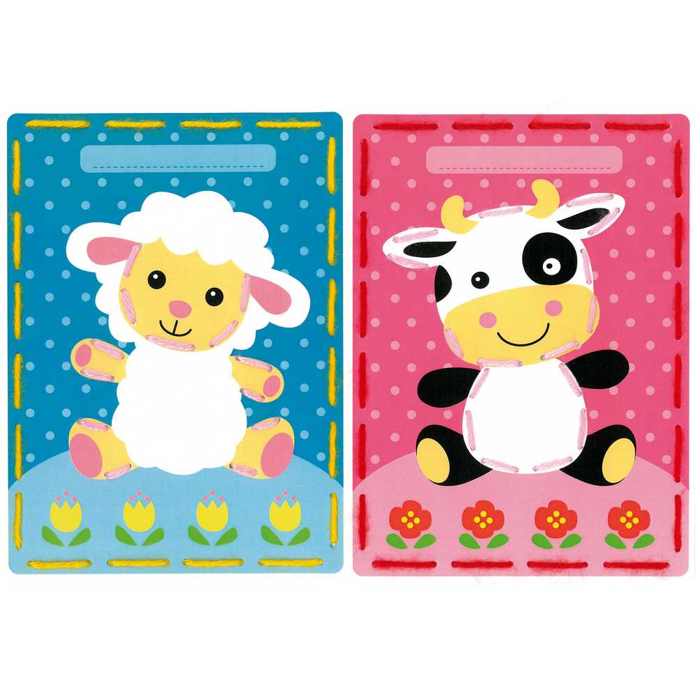 Cards: Lamb and Cow: Set of 2 Embroidery Kit Vervaco