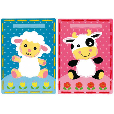 Cards: Lamb and Cow: Set of 2 Embroidery Kit Vervaco