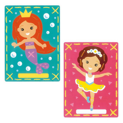 Printed Cards: Mermaid and Ballet: Set of 2 Embroidery Kit Vervaco