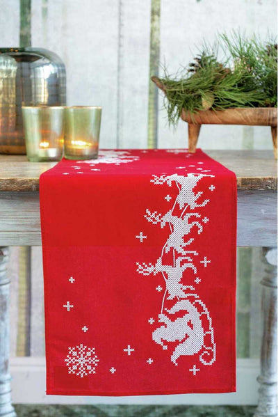 Sleigh Table Runner Embroidery Kit - Vervaco