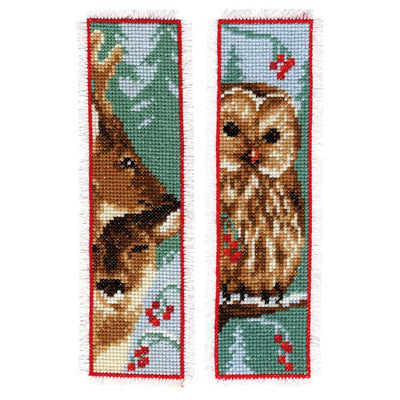 Vervaco Cross Stitch Kit - Set 2 Owl and Deer Bookmarks