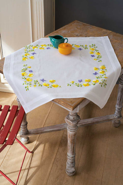 Tablecloth: Spring Flowers Embroidery Kit by Vervaco