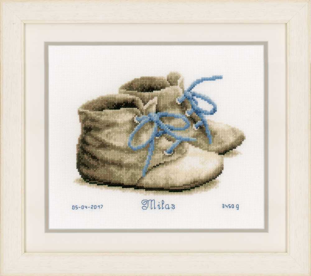 Baby Shoes Birth Sampler Cross Stitch Kit Vervaco