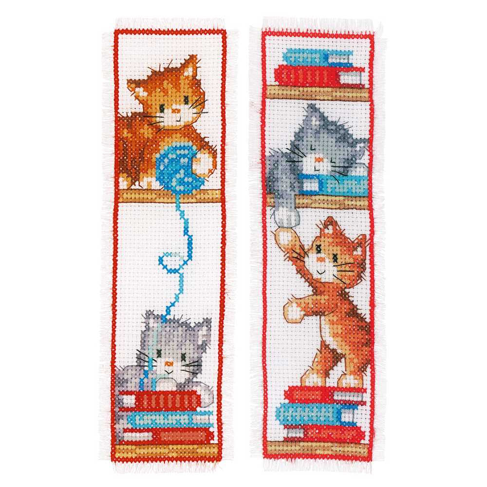 Vervaco Cross Stitch Kit - Playful Kittens Set 2 Bookmarks
