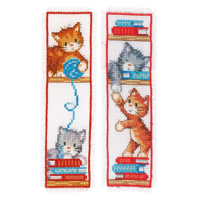 Vervaco Cross Stitch Kit - Playful Kittens Set 2 Bookmarks