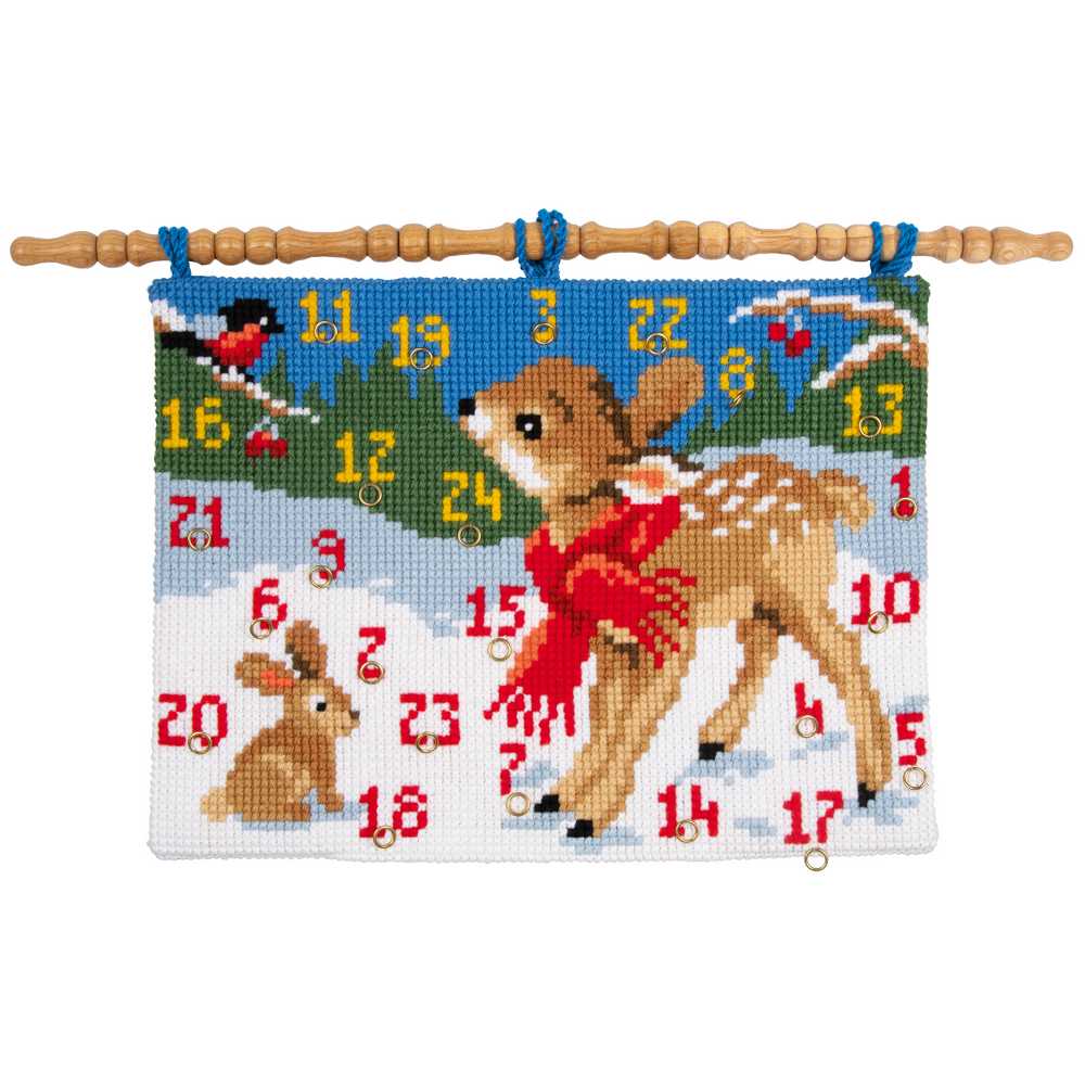 Vervaco Cross Stitch Kit - Bambi with Bird Advent Calendar
