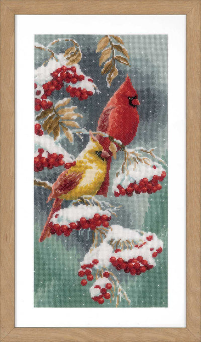 Vervaco Cross Stitch Kit - Scarlet and Snow - Cardinals