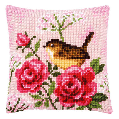 Vervaco Cross Stitch Kit - Birds and Roses Cushion
