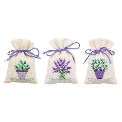 Provence: Set of 3 Pot Pourri Bags Cross Stitch Kit Vervaco