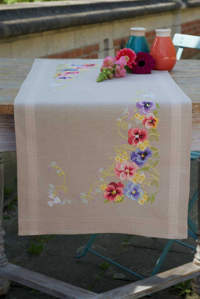 Vervaco Cross Stitch Table Runner Kit - Violets