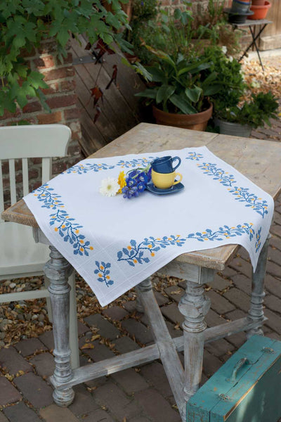 Vervaco Cross Stitch Tablecloth Kit - Blue Twigs