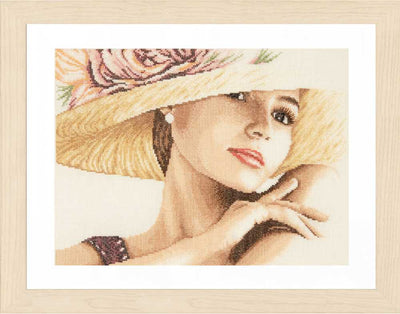 Lady with Hat Counted Cross Stitch Kit Lanarte