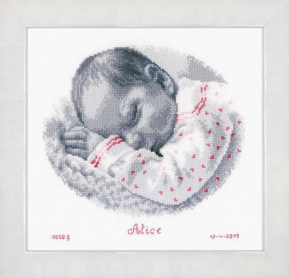 Vervaco Cross Stitch Kit - Sleeping Baby Birth Sampler