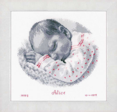 Vervaco Cross Stitch Kit - Sleeping Baby Birth Sampler
