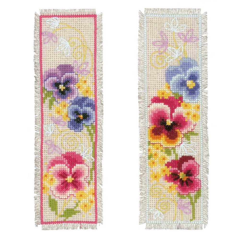 Violets Set of 2 Bookmark Cross Stitch Kit Vervaco