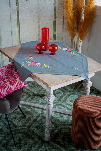 Vervaco Embroidery Kit - Colourful Flowers Tablecloth