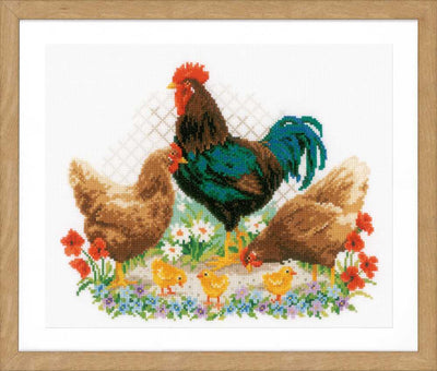 Vervaco Cross Stitch Kit - Rooster and Chickens