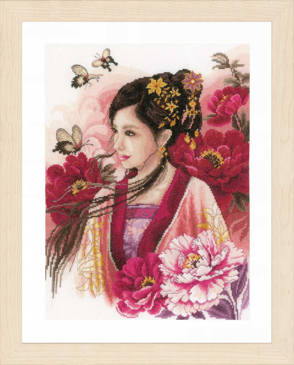 Asian Lady in Pink (Evenweave) Counted Cross Stitch Kit Lanarte