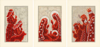 Set 3 Bible Story Christmas Cards Cross Stitch Kit - Vervaco