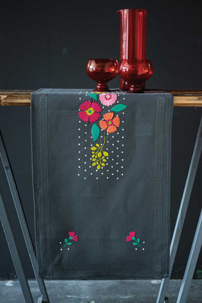 Vervaco Embroidery Kit - Colourful Flowers Table Runner