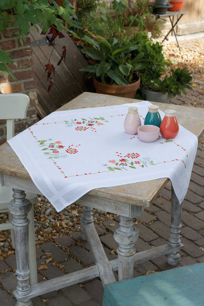 Vervaco Cross Stitch Tablecloth Kit - Flowers