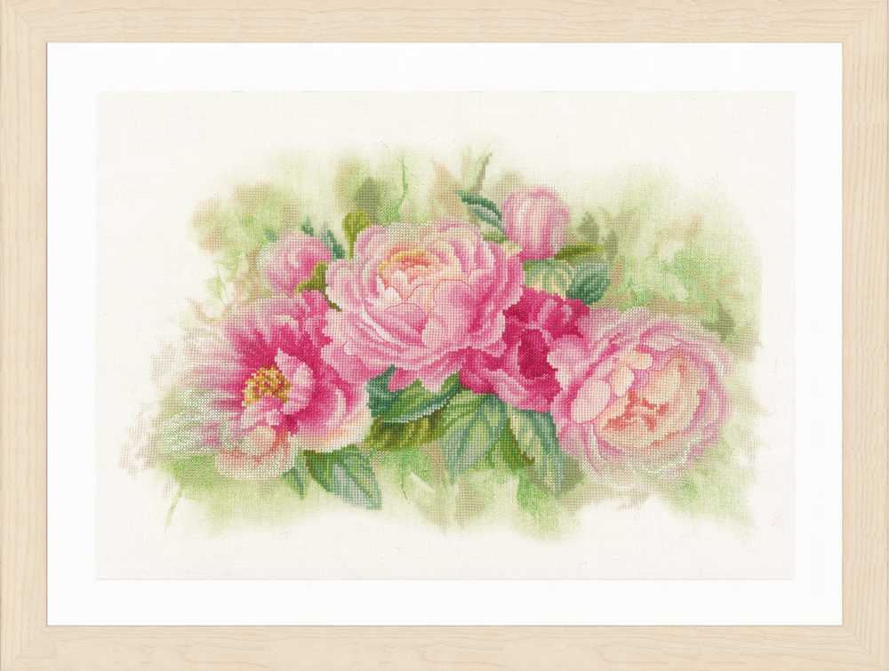 Bouquet of Peonies Counted Cross Stitch Kit Lanarte