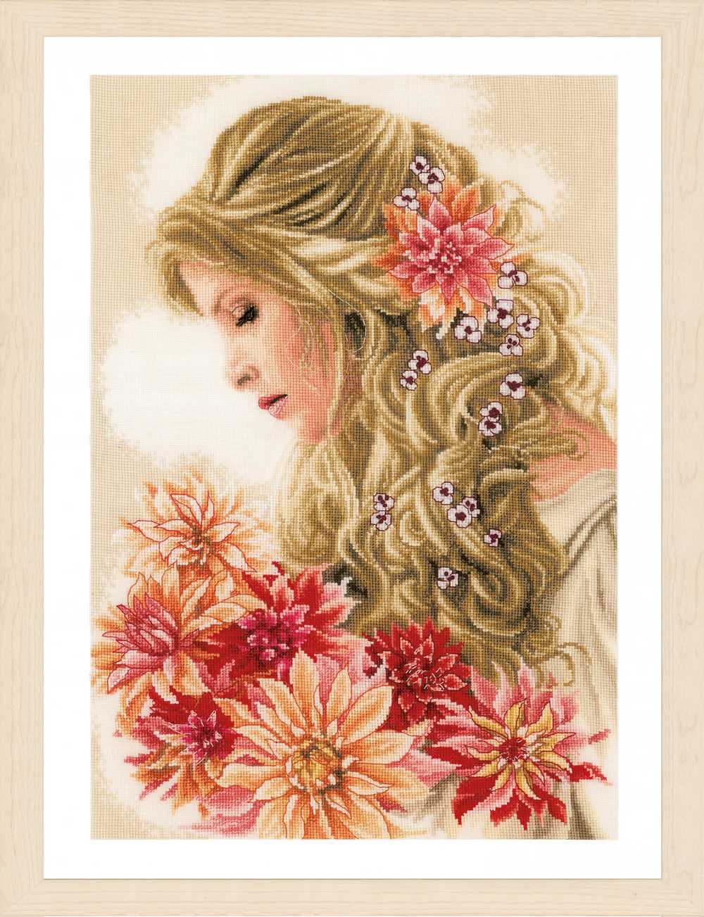 Lanarte Cross Stitch Kit - Lady Dahlia (Linen)