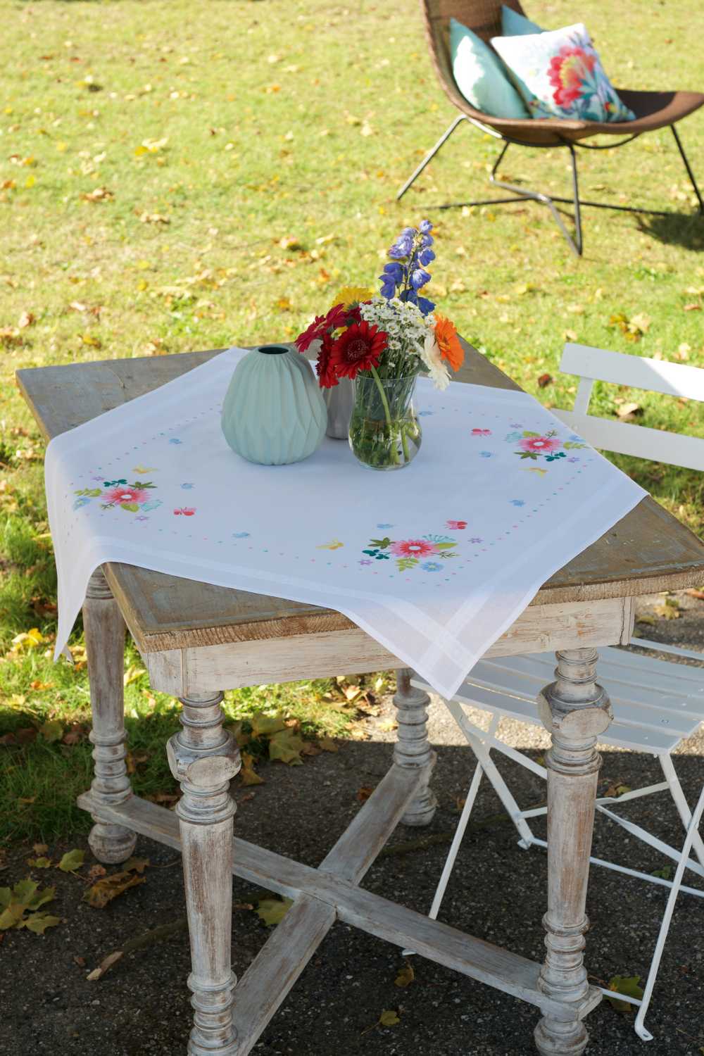 Vervaco Cross Stitch Tablecloth Kit - Leaves and Grass