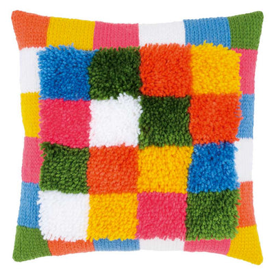 Vervaco Latch Hook and Chain Stitch Cushion Kit - Bright Squares