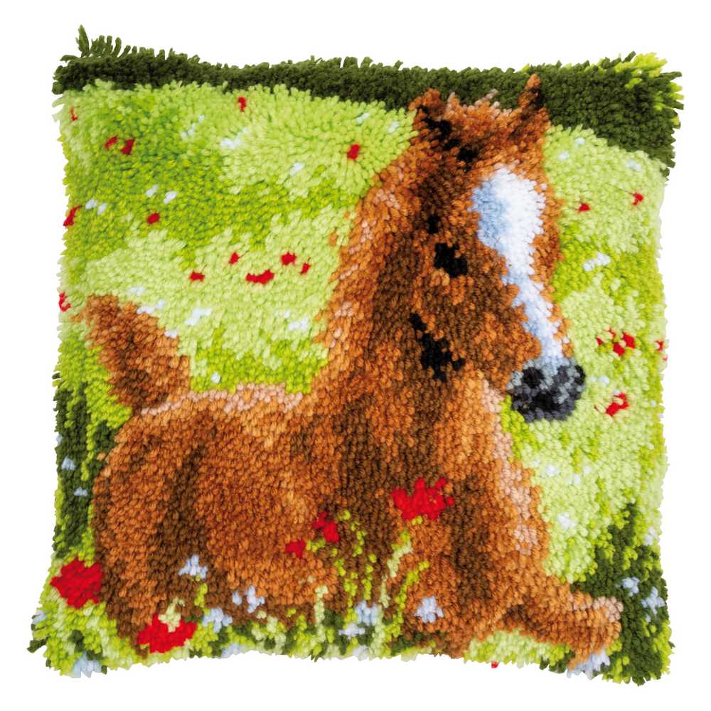 Vervaco Latch Hook Cushion Kit - Frisky Foal