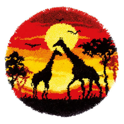 Vervaco Latch Hook Rug Kit - Giraffes in the Sunset