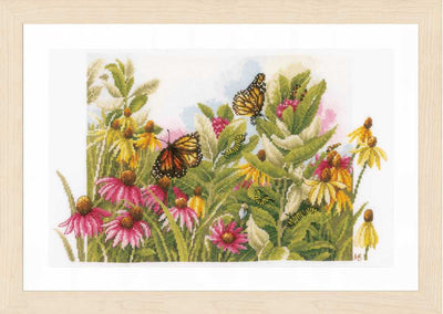 Butterflies and Cornflowers Counted Cross Stitch Kit (Evenweave) Lanarte