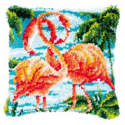 Vervaco Latch Hook Cushion Kit - Flamingos