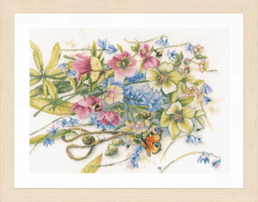 Counted Cross Stitch Kit Meeting Around Helleborus - Lanarte